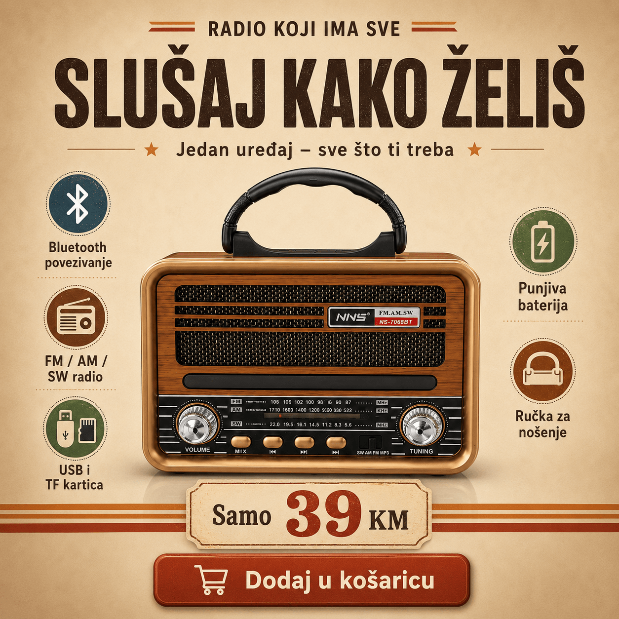 Retro Bluetooth Radio – – – slika 3