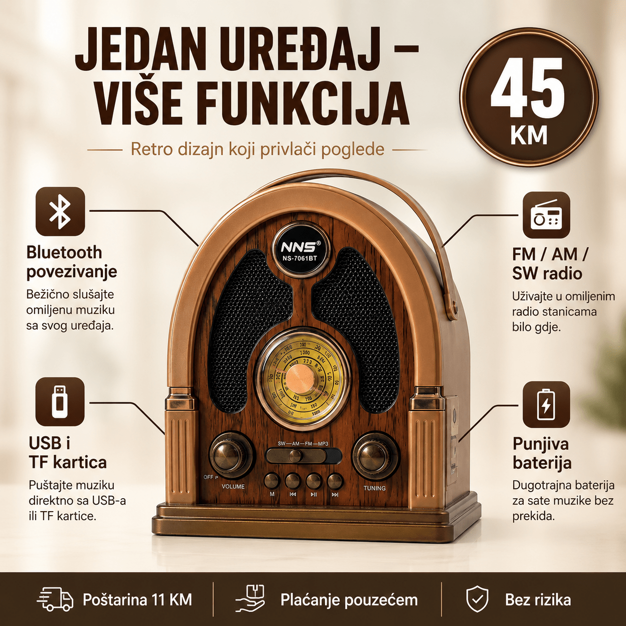 Retro Radio s Bluetoothom – – – slika 5