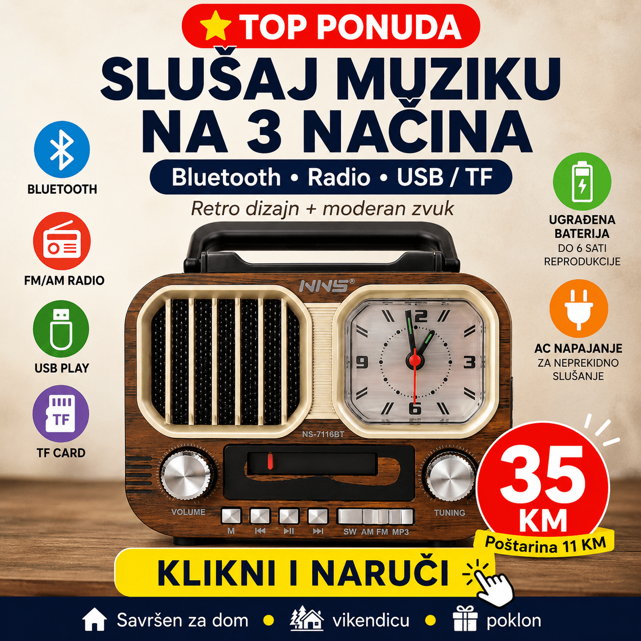 Retro Radio Sa Satom – – – slika 8