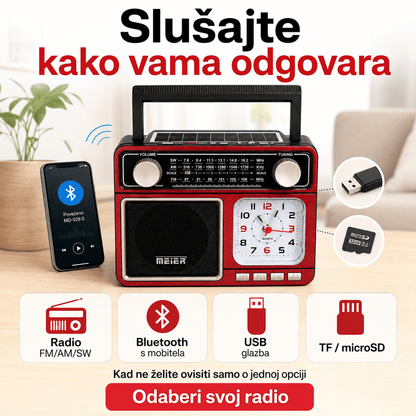 Retro Radio sa Satom, Bluetoothom i Solarnim Punjenjem – – – slika 5