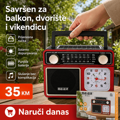 Retro Radio sa Satom, Bluetoothom i Solarnim Punjenjem – – – slika 7