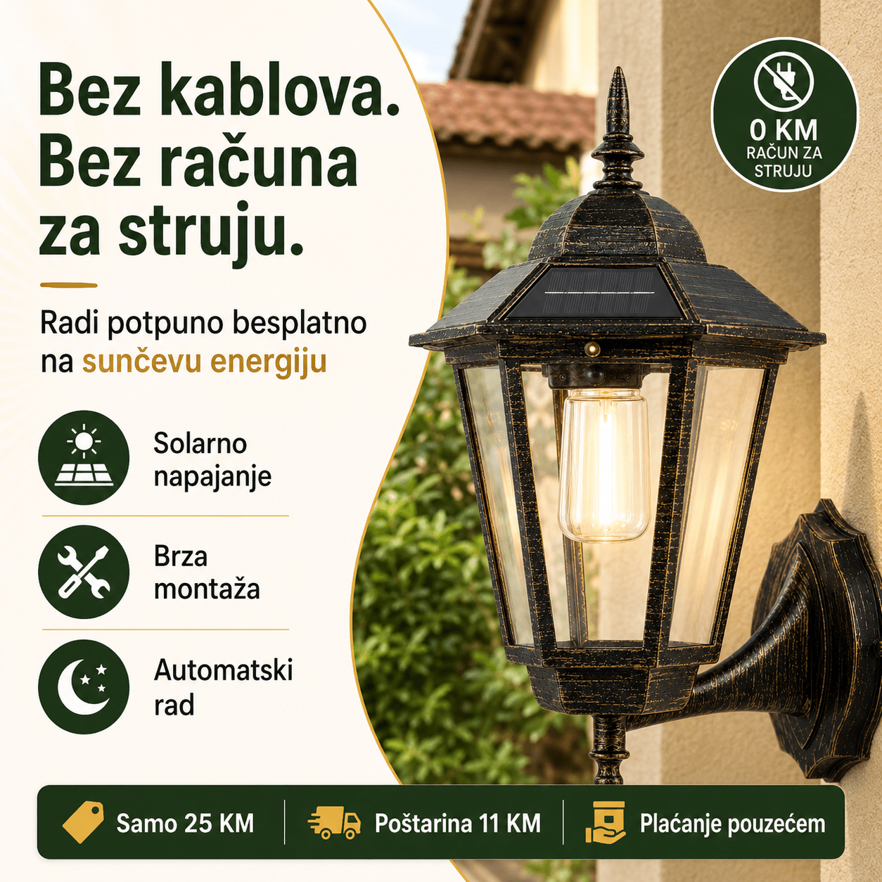 Retro Solarna Zidna Svjetiljka – – – slika 6