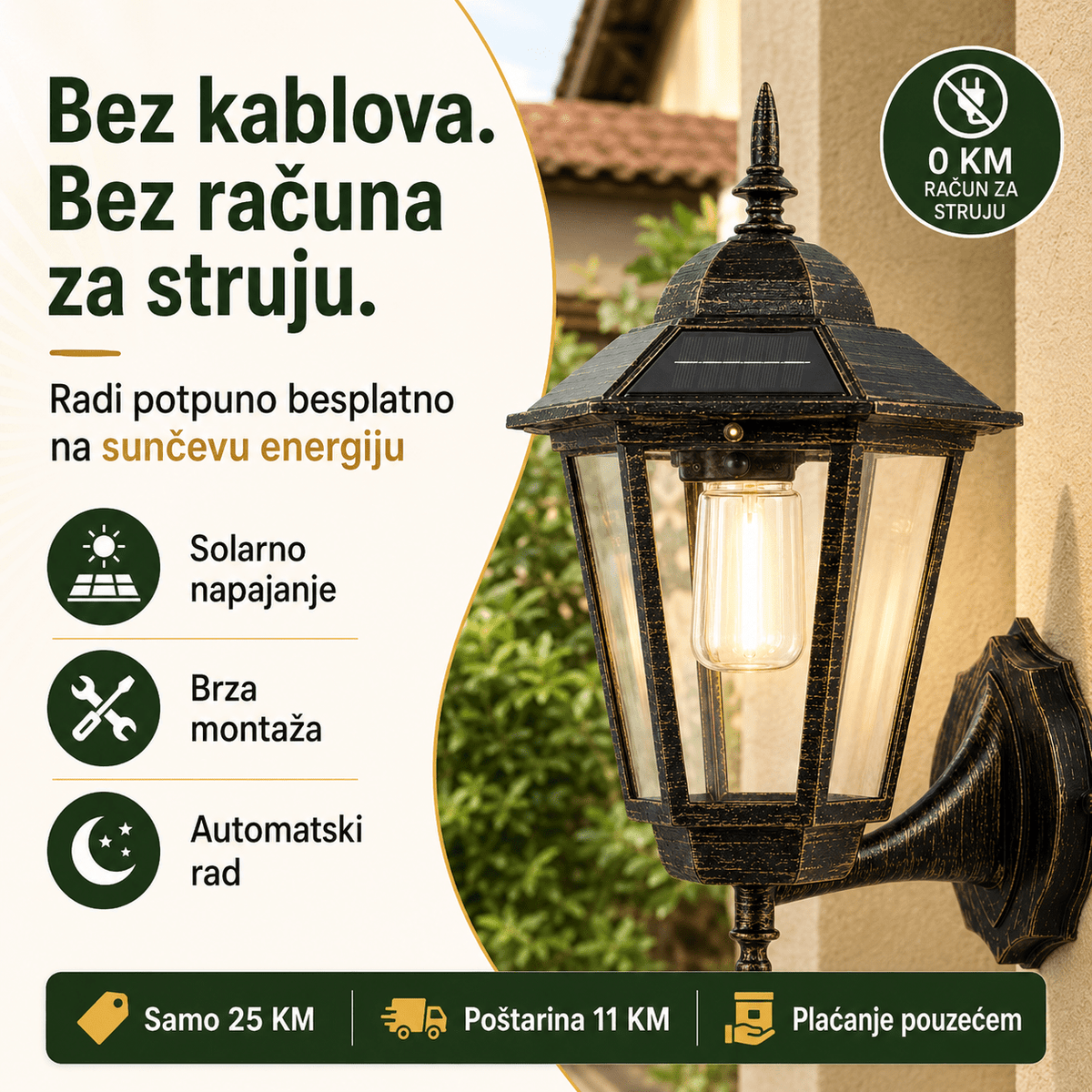 Retro Solarna Zidna Svjetiljka – – – slika 6