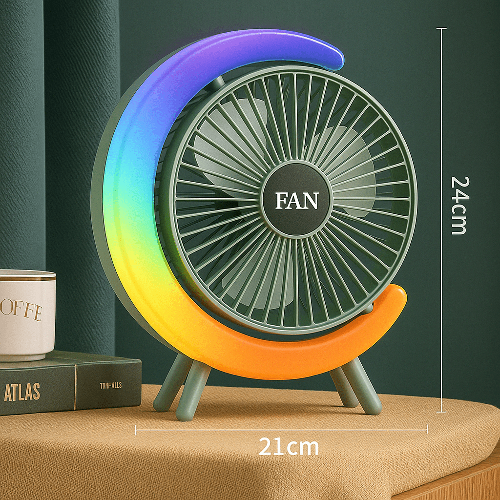 RGB Stolni Ventilator sa 7 Boja Osvjetljenja – – – slika 1