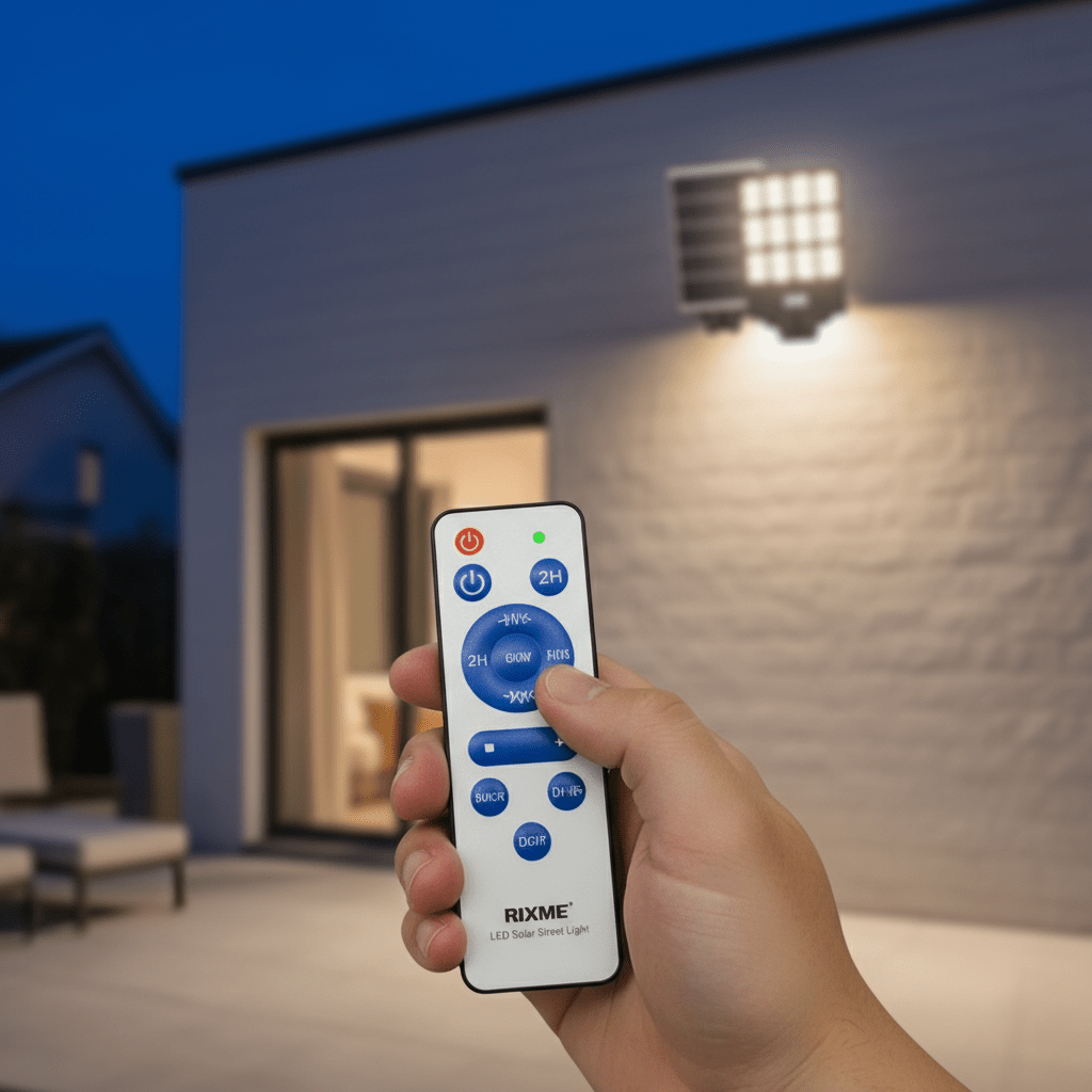 RIXME 6000W LED Solarna Ulična Lampa sa Senzorom Pokreta i Daljinskim – Vanjska rasvjeta – Crna – slika 5
