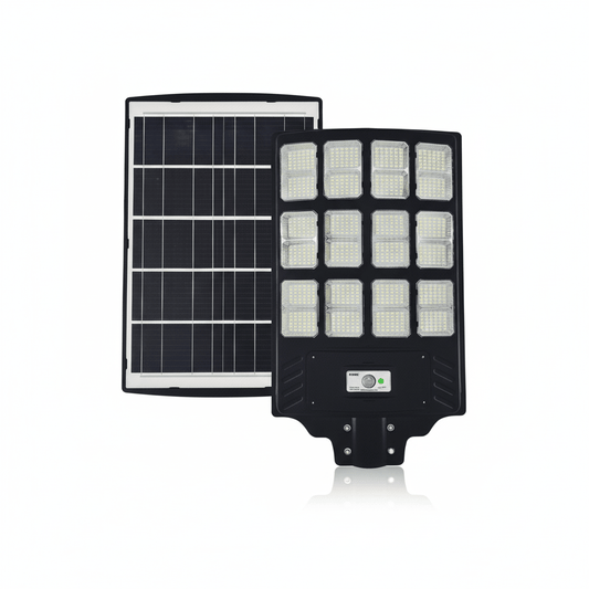 RIXME 6000W LED Solarna Ulična Lampa sa Senzorom Pokreta i Daljinskim – Vanjska rasvjeta – Crna – slika 1