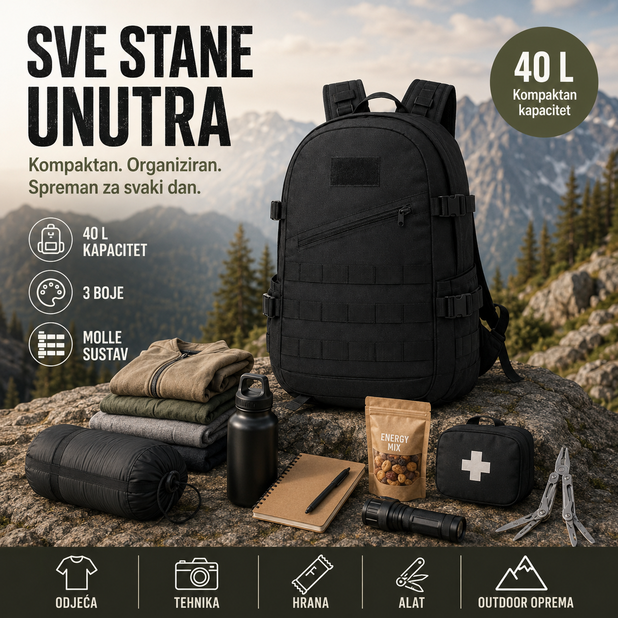 Taktički Military Backpack 40 L