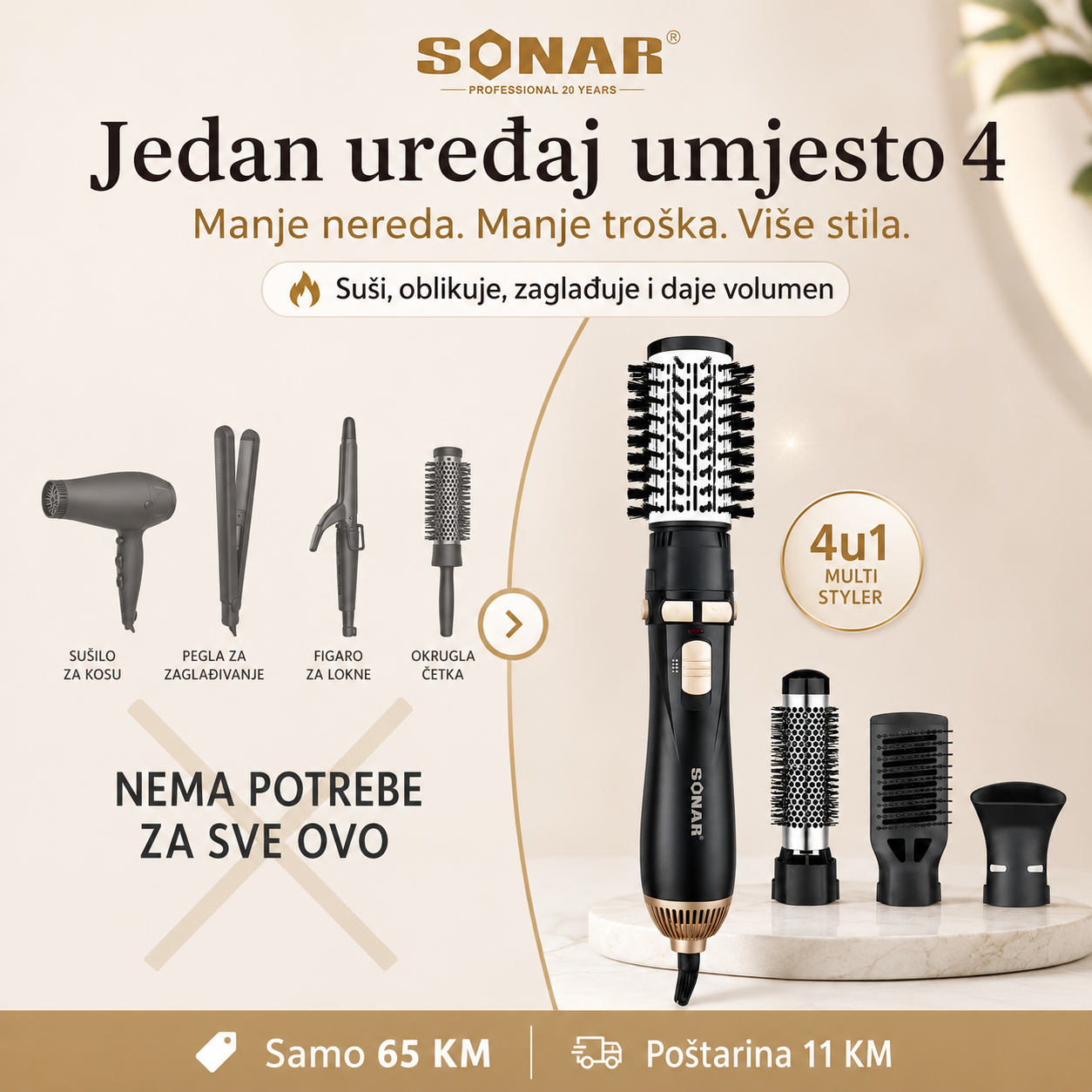 Sonar 4 U 1 Četka Za Kosu