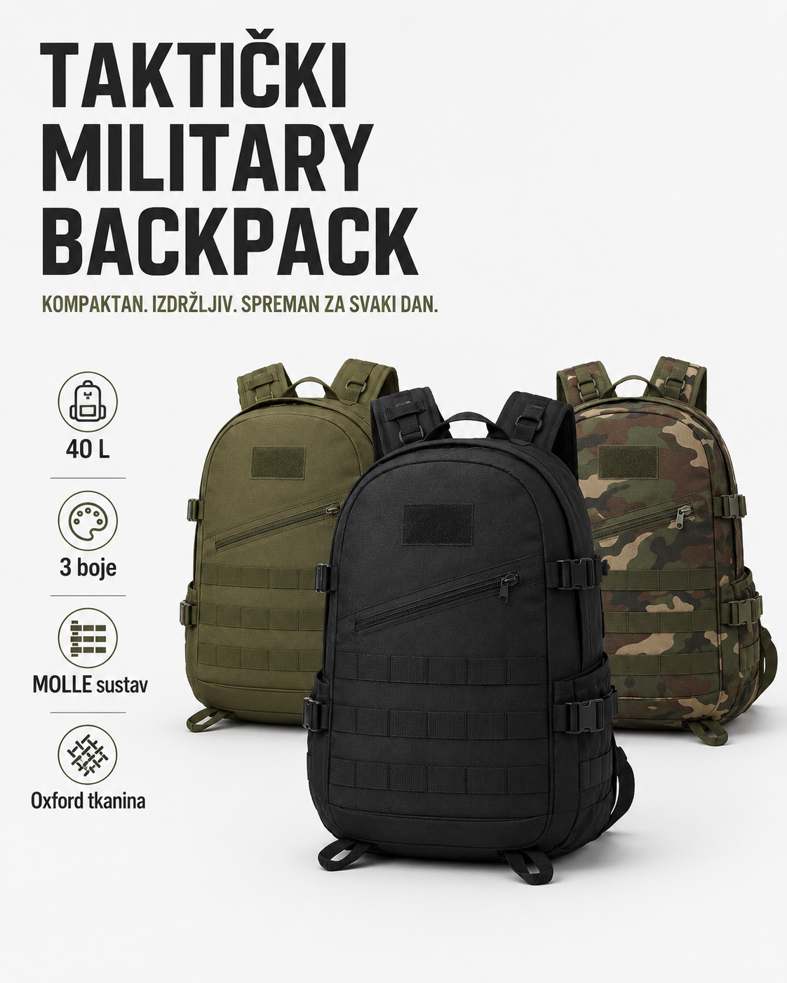 Taktički Military Backpack 40 L