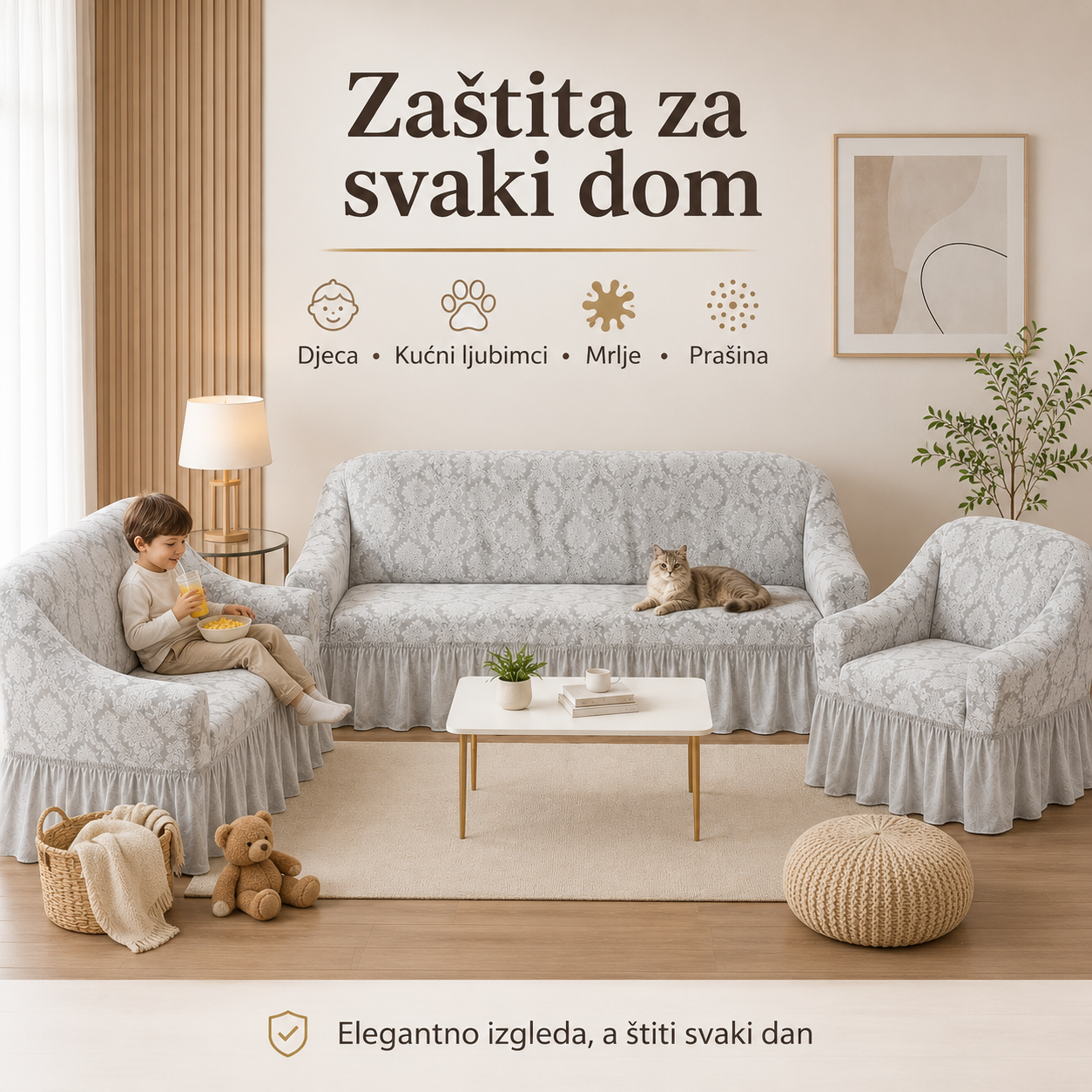 Žakard Navlake Za Trosjed, Dvosjed i Fotelju