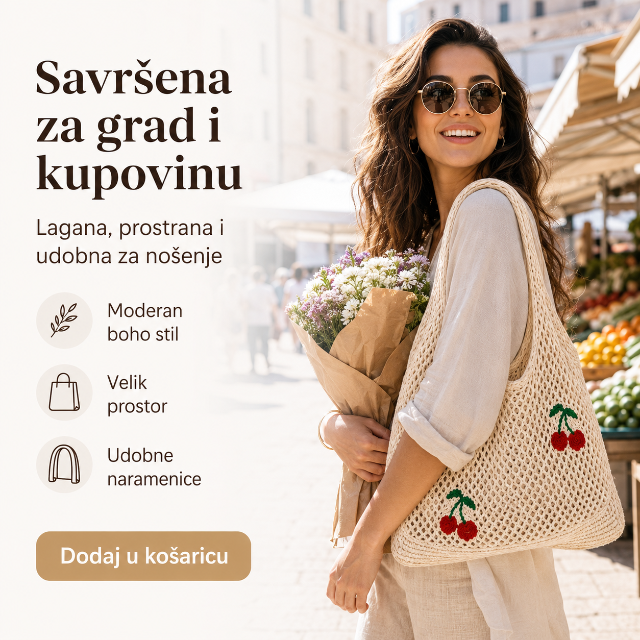 Pletena Torba za Kupovinu