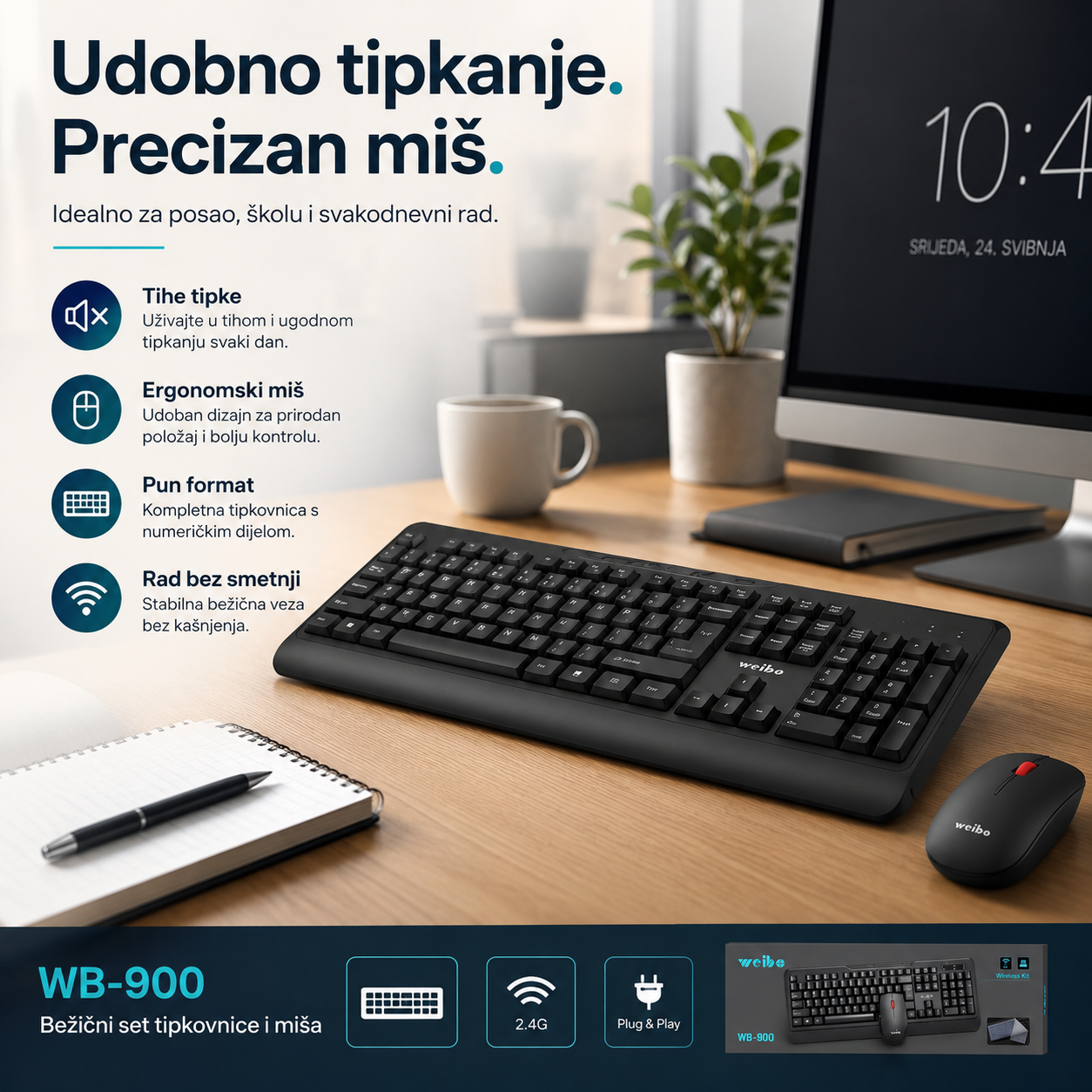 Bežični Set Tipkovnica + Miš