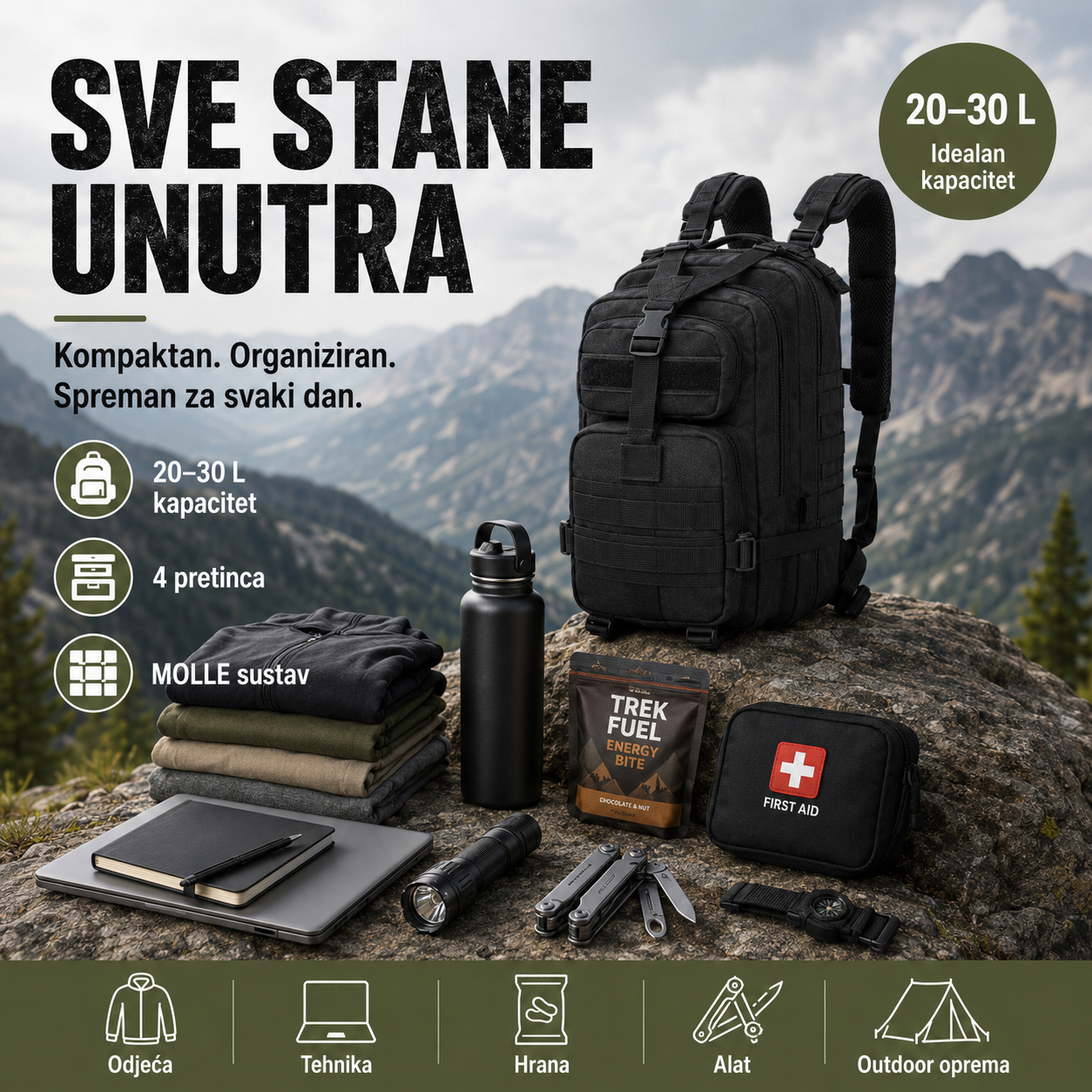 Taktički Napadački Ruksak 20–30 L