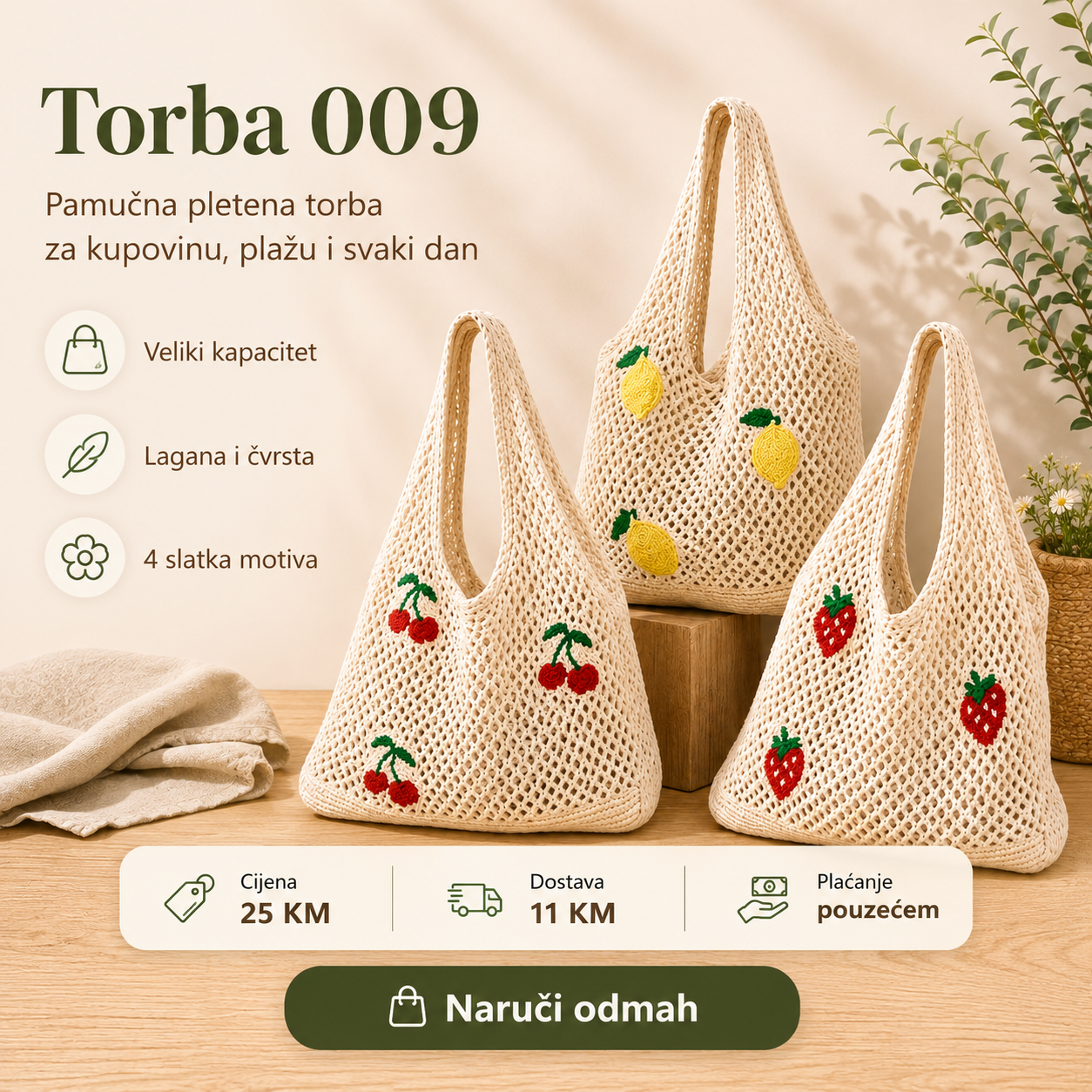 Pletena Torba za Kupovinu