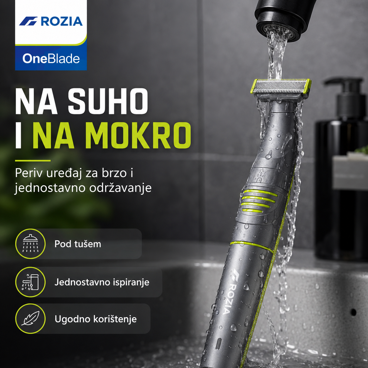 Rozia OneBlade 3-u-1 Trimer za Bradu i Tijelo