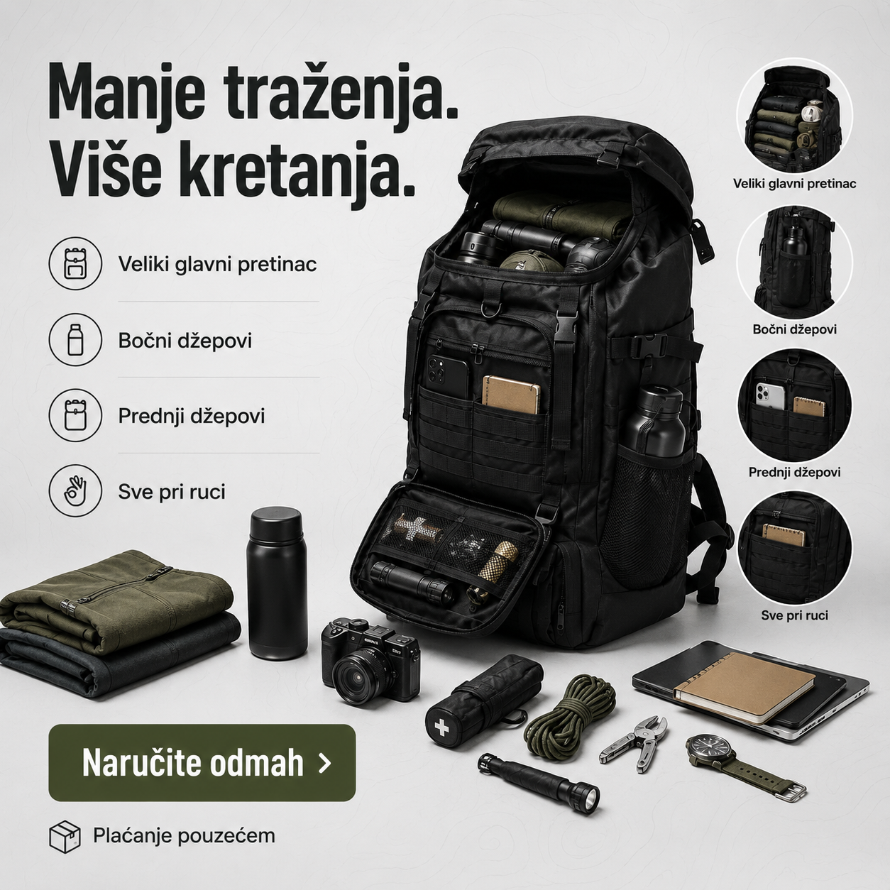 Taktički Outdoor Ruksak 70–80 L