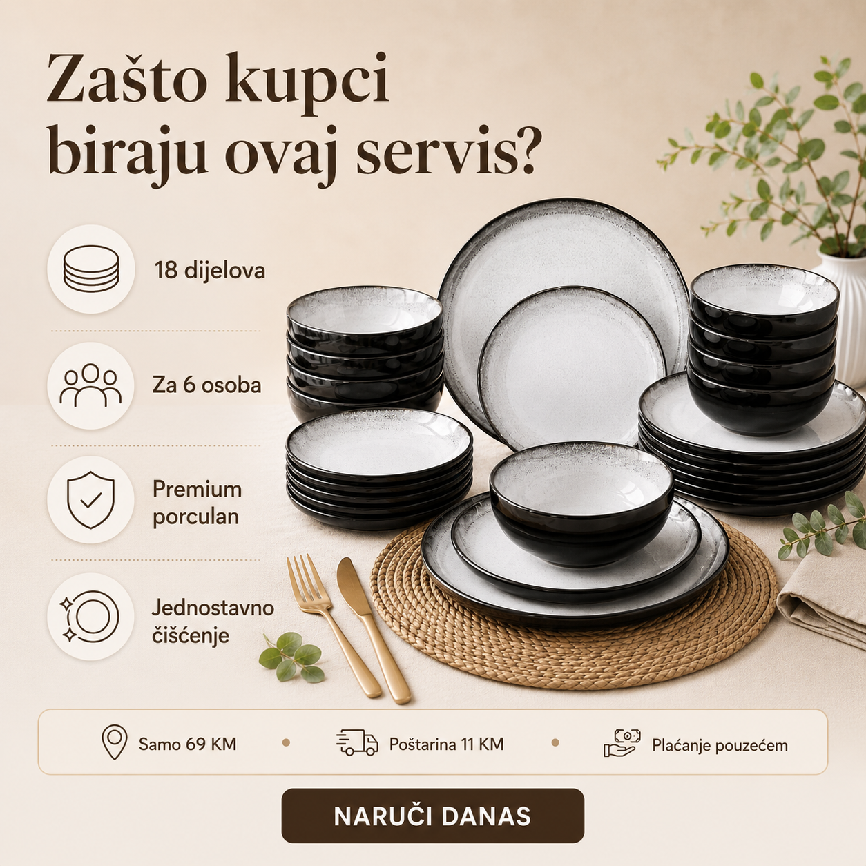 18/1 Porculanski Set za Ručak