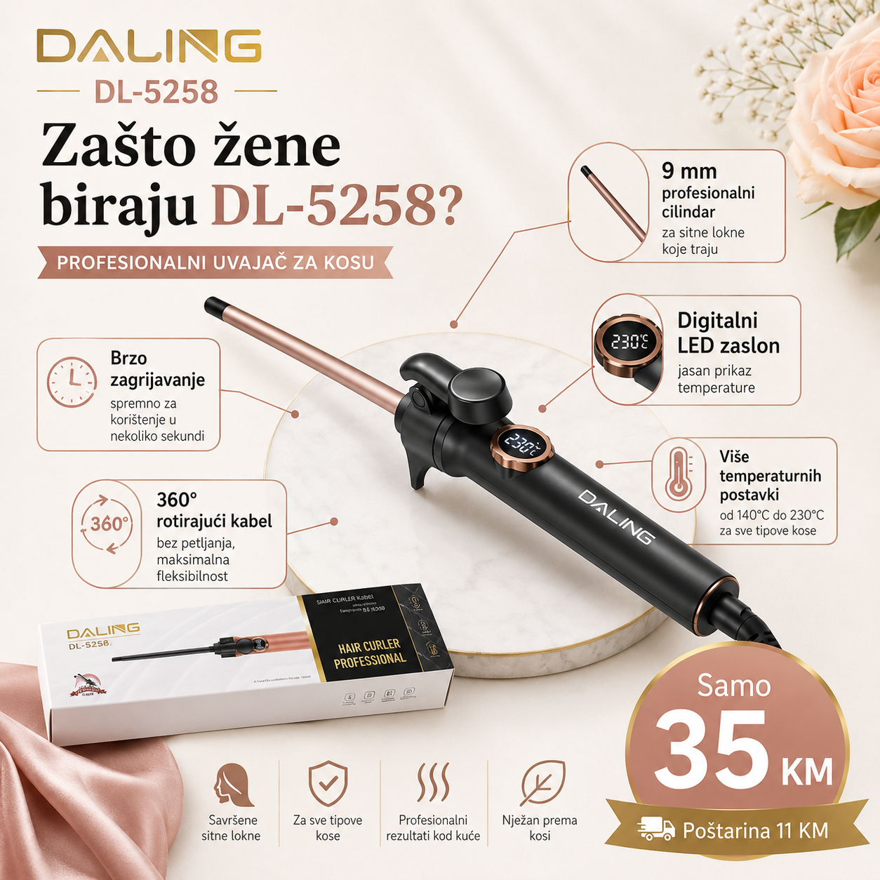 DALING Uvijač za Kosu