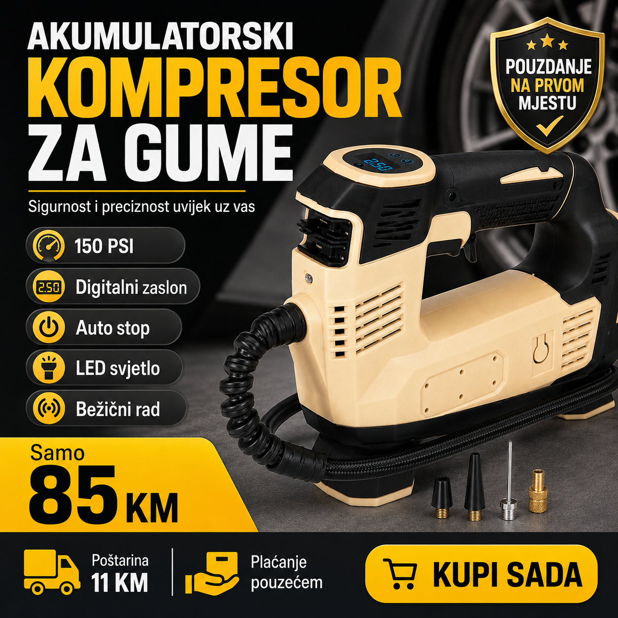 Akumulatorski Kompresor za Gume
