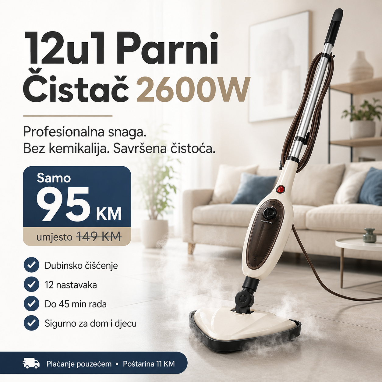 12u1 Parni Čistač 2600W