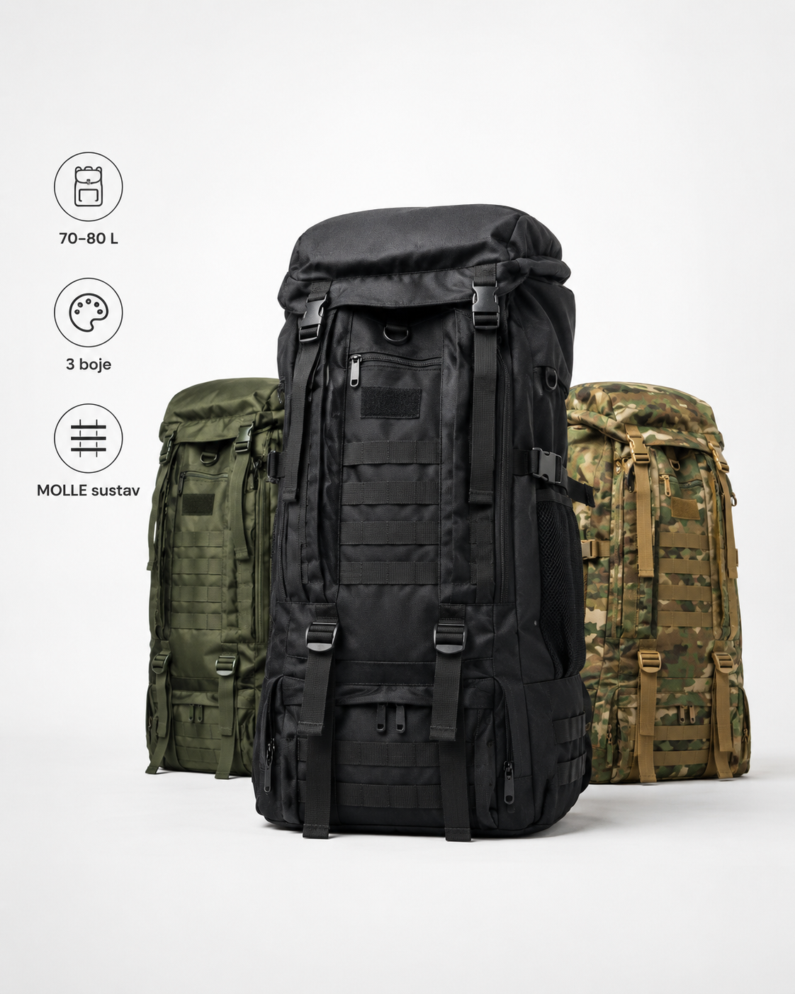 Taktički Outdoor Ruksak 70–80 L