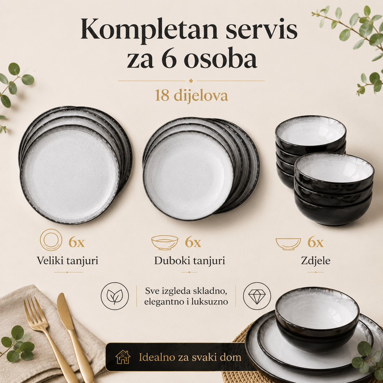 18/1 Porculanski Set za Ručak
