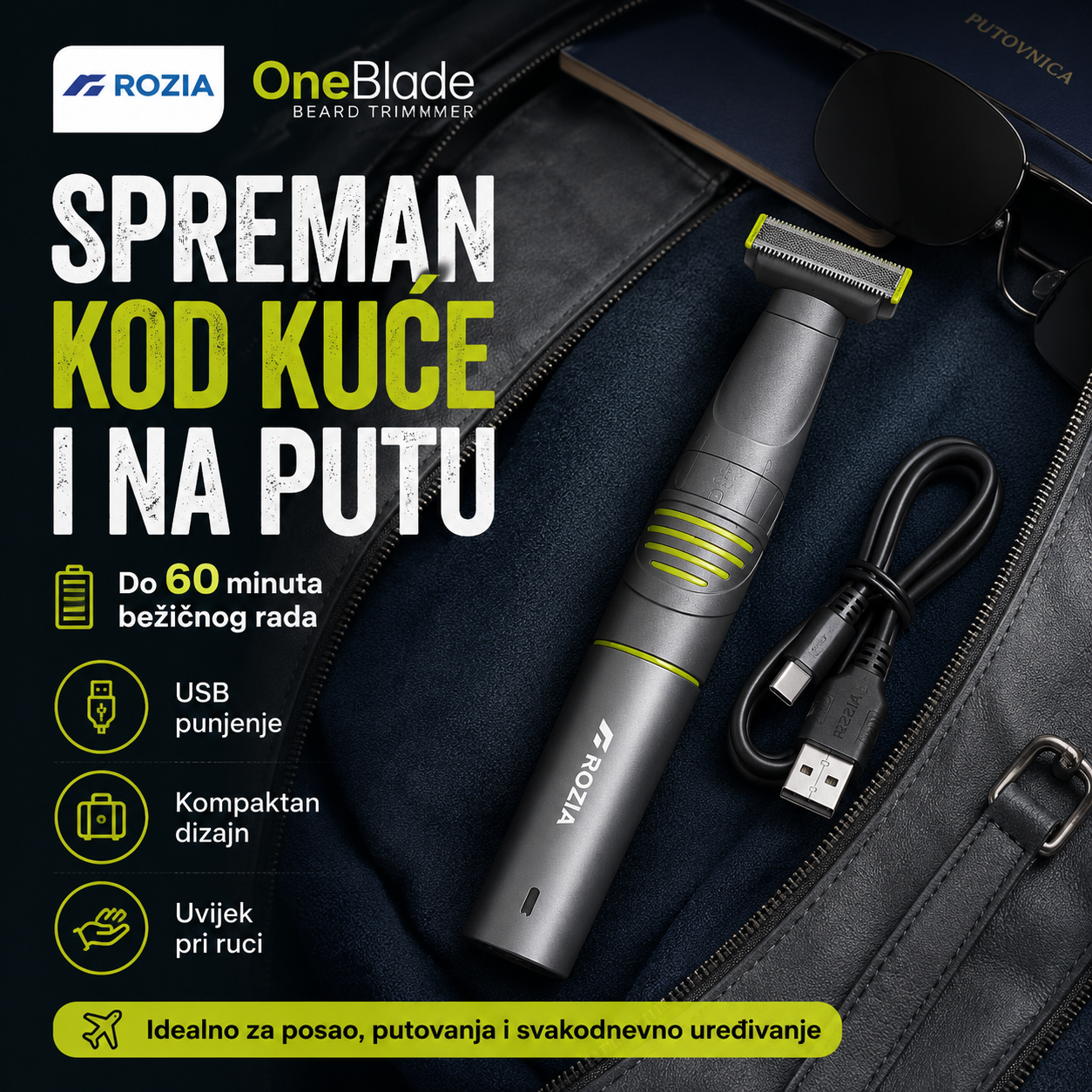 Rozia OneBlade 3-u-1 Trimer za Bradu i Tijelo