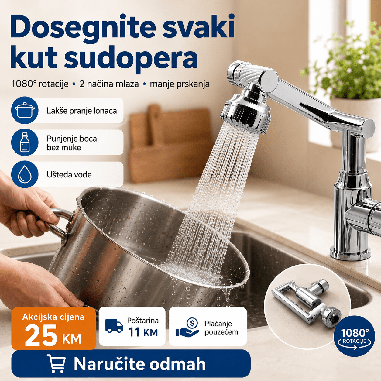 Rotirajući 1080° Nastavak za Slavinu – – – slika 2