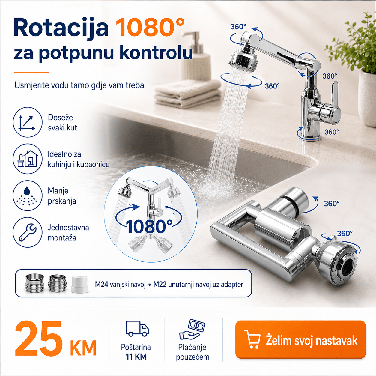 Rotirajući 1080° Nastavak za Slavinu – – – slika 6