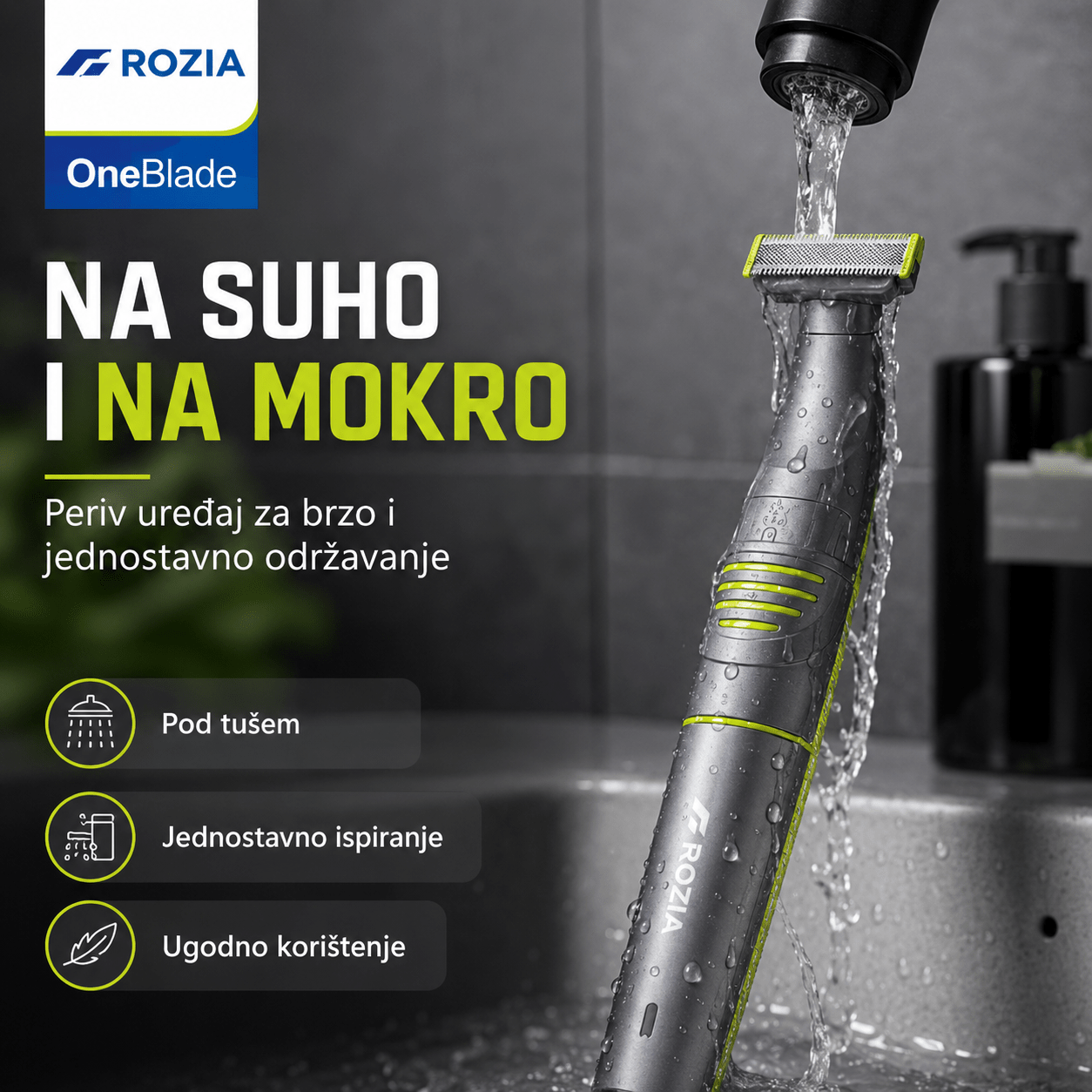 Rozia OneBlade 3-u-1 Trimer za Bradu i Tijelo – – – slika 7