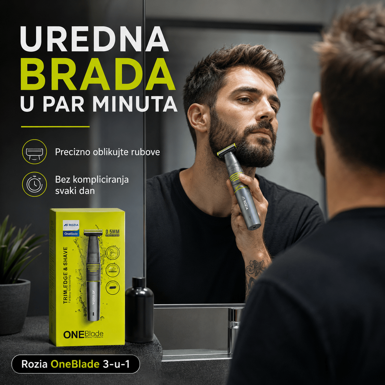 Rozia OneBlade 3-u-1 Trimer za Bradu i Tijelo – – – slika 6