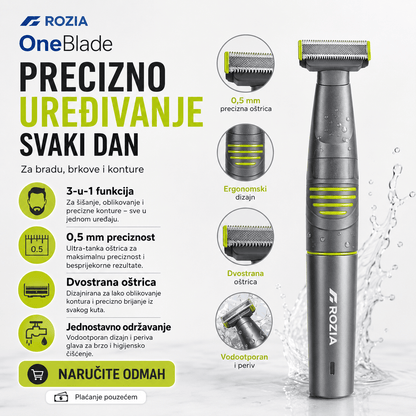 Rozia OneBlade 3-u-1 Trimer za Bradu i Tijelo – – – slika 8