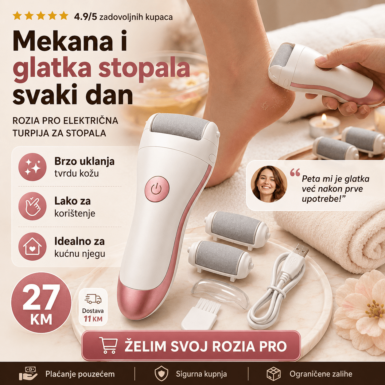 Rozia Pro Električna Turpija za Stopala – – – slika 4