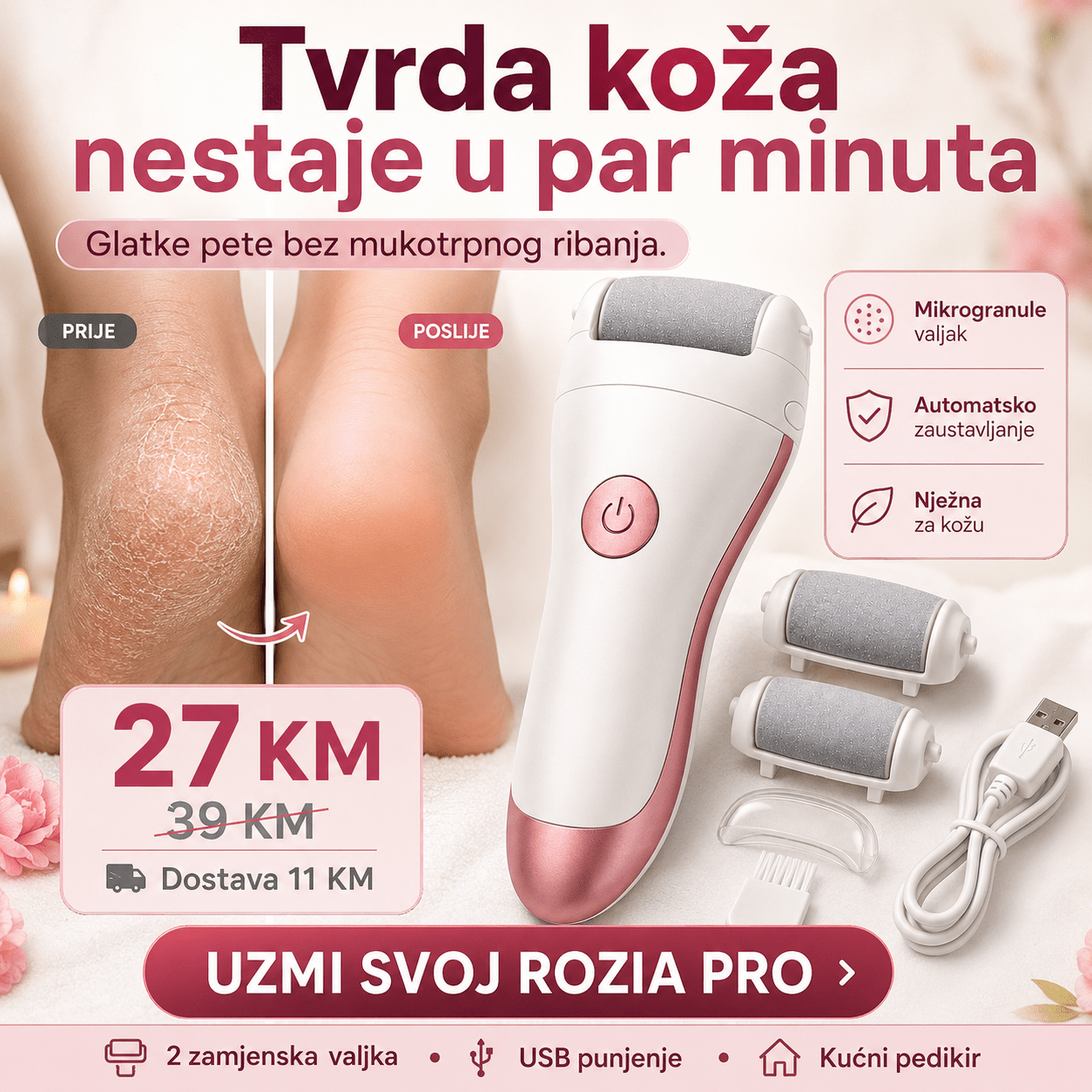 Rozia Pro Električna Turpija za Stopala – – – slika 2