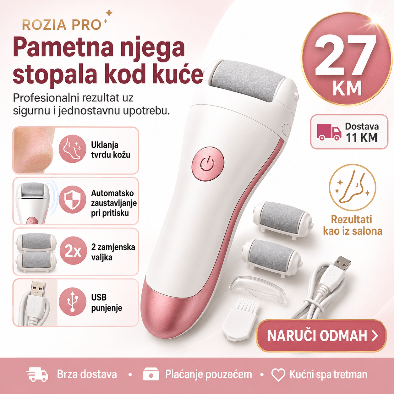 Rozia Pro Električna Turpija za Stopala – – – slika 3