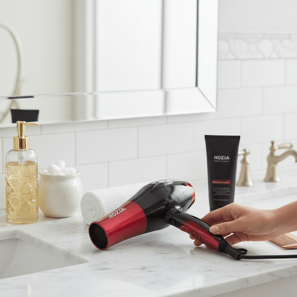 ROZIA Profesionalni Fen za Kosu 3000W – Uređaji za njegu kose – Metallic Crvena/Crna – slika 5