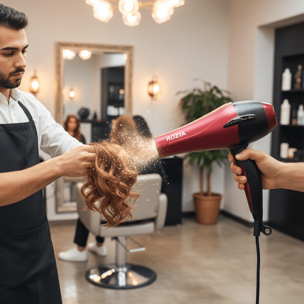 ROZIA Profesionalni Fen za Kosu 3000W – Uređaji za njegu kose – Metallic Crvena/Crna – slika 4