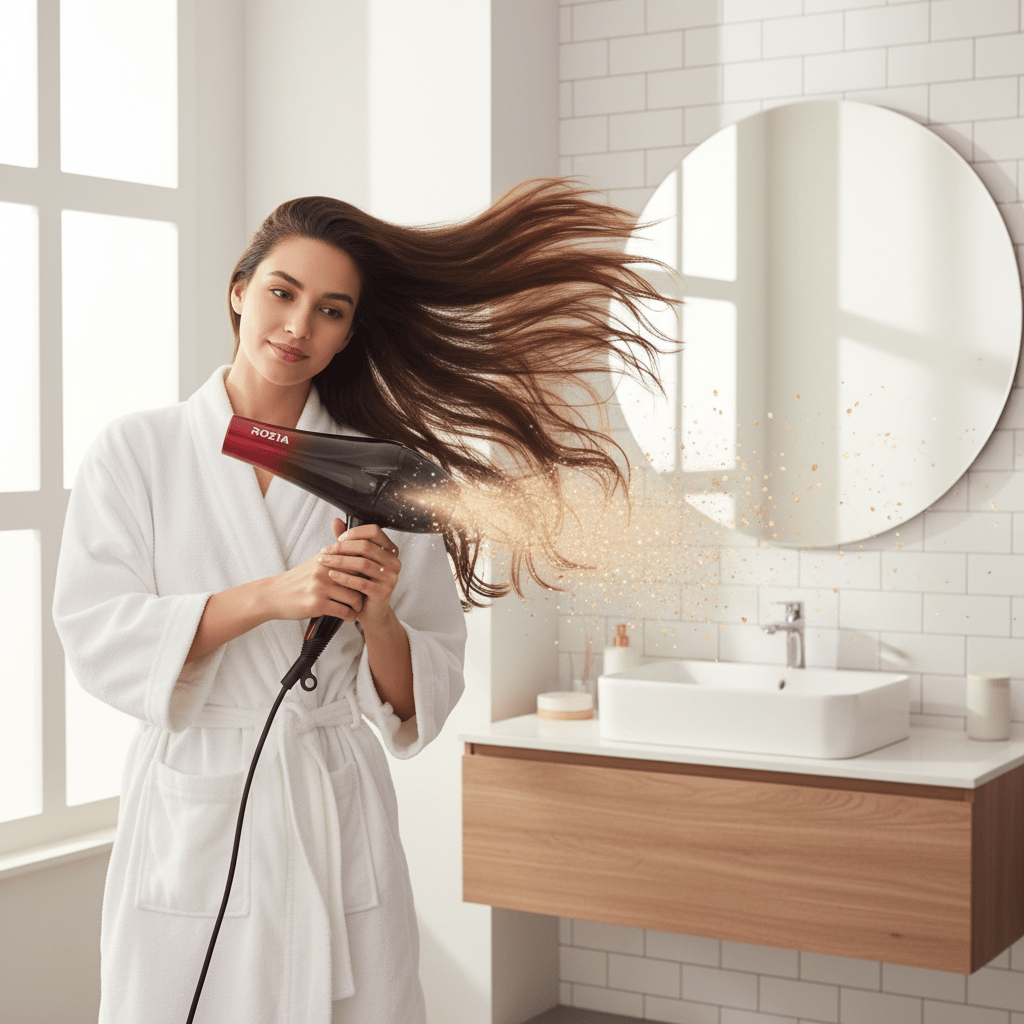 ROZIA Profesionalni Fen za Kosu 3000W – Uređaji za njegu kose – Metallic Crvena/Crna – slika 2