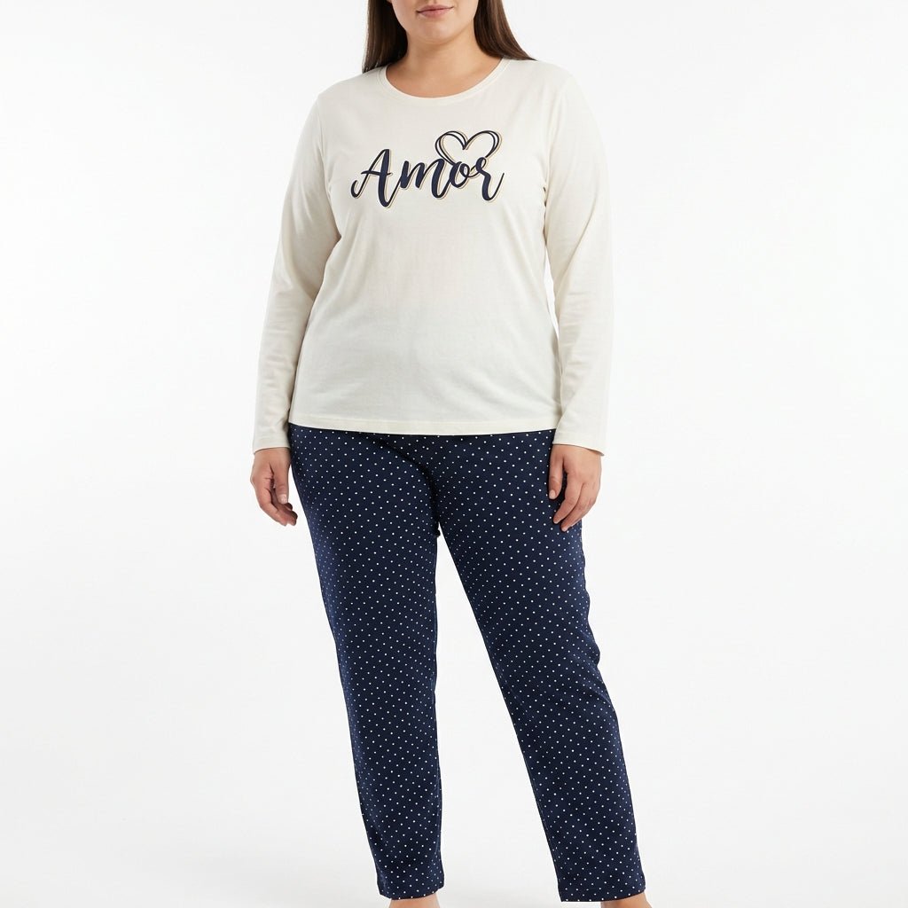 RUBINA Pidžama Set - Amor White PLUS – Pidžama – 2XL – slika 1