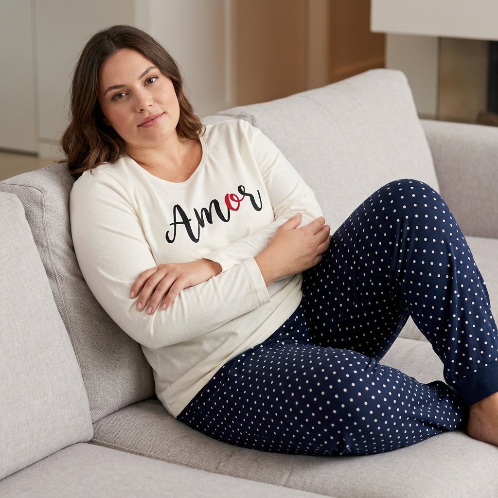 RUBINA Pidžama Set - Amor White PLUS – Pidžama – 2XL – slika 6