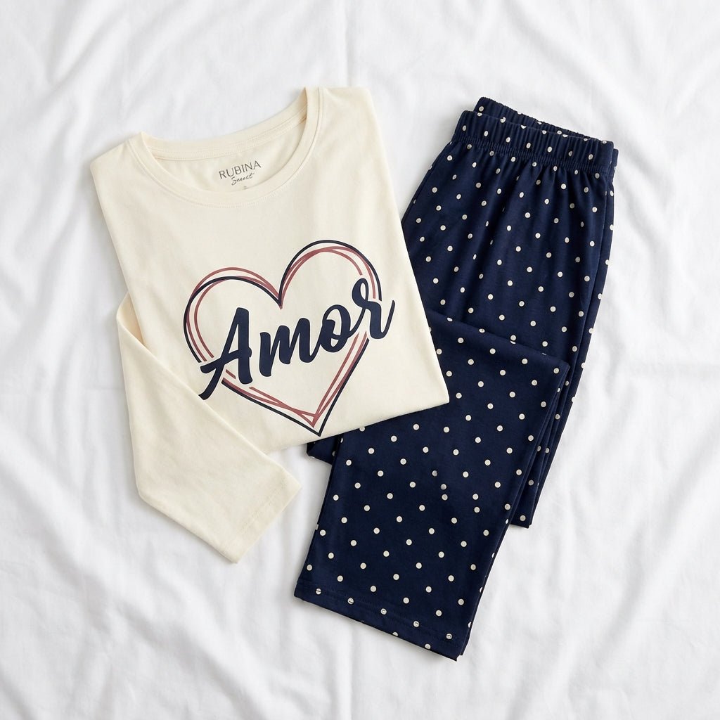 RUBINA Pidžama Set - Amor White PLUS – Pidžama – 2XL – slika 5