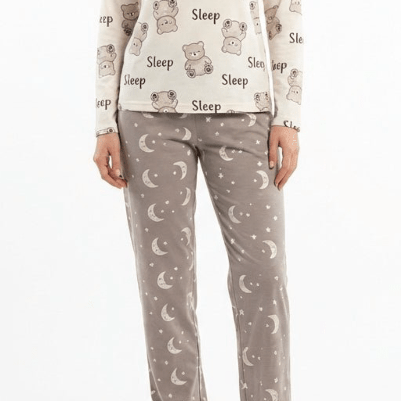 RUBINA Pidžama Set - Bear Print Cream – Pidžama – M – slika 4