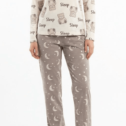 RUBINA Pidžama Set - Bear Print Cream – Pidžama – M – slika 4