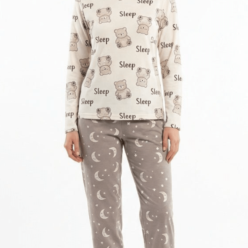 RUBINA Pidžama Set - Bear Print Cream – Pidžama – M – slika 2