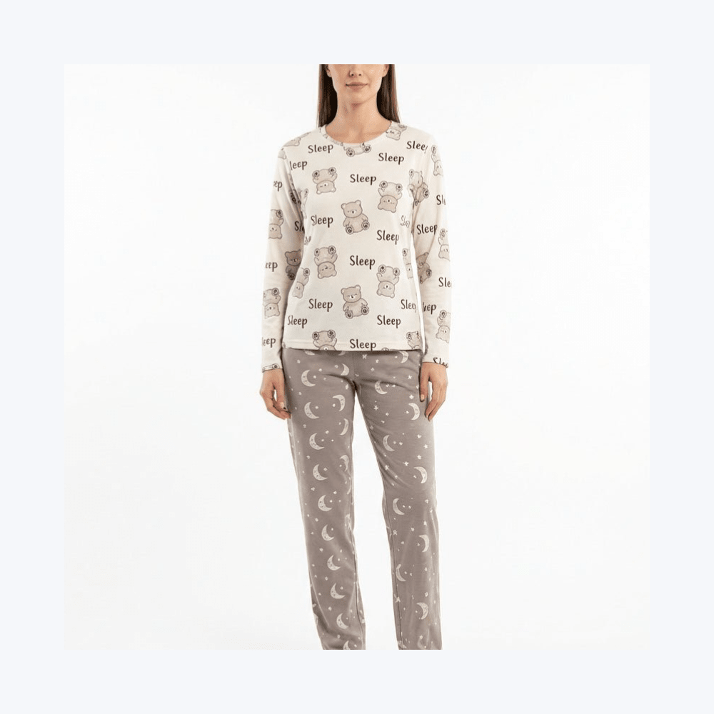 RUBINA Pidžama Set - Bear Print Cream – Pidžama – M – slika 3