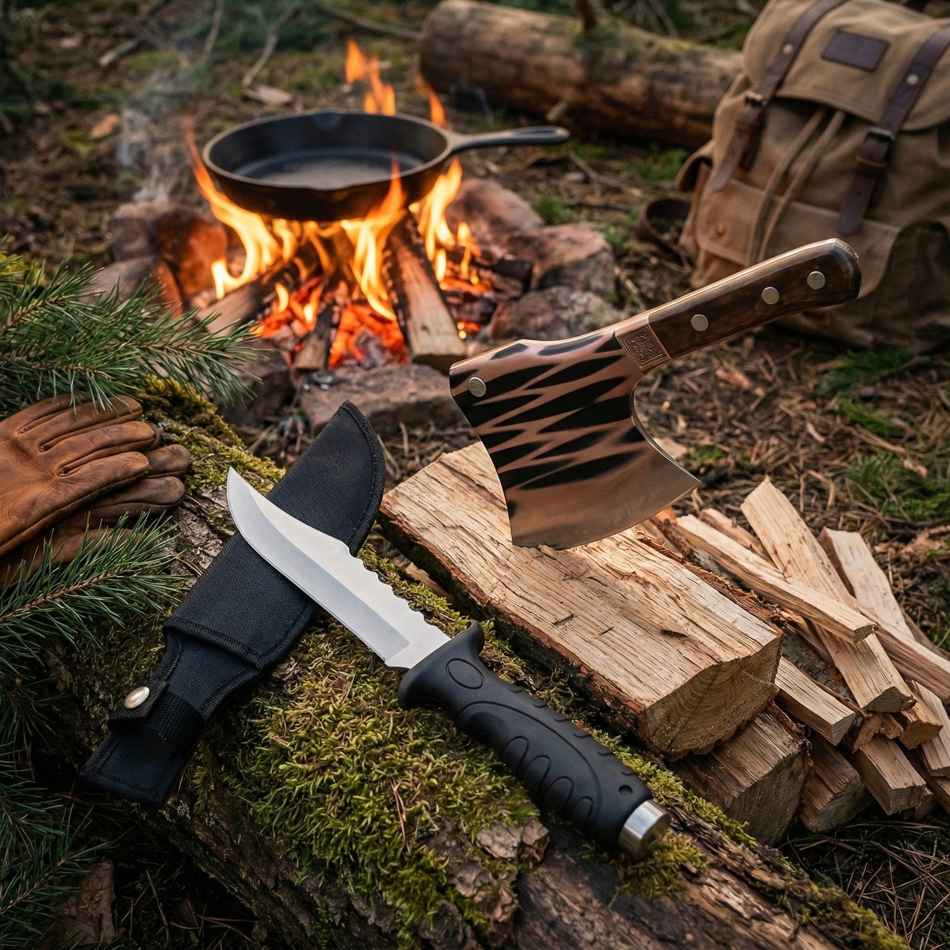 Ručno kovana satara + nož - SAMO KLIKNI