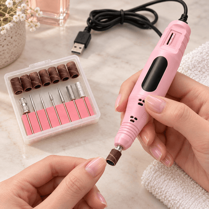 Ružičasta USB turpija za nokte s nastavcima – Ružičaste USB električne turpije za nokte – – slika 3