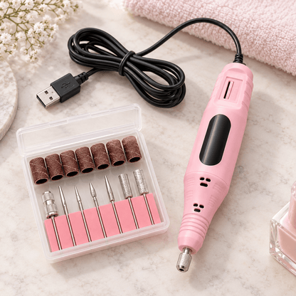 Ružičasta USB turpija za nokte s nastavcima – Ružičaste USB električne turpije za nokte – – slika 2