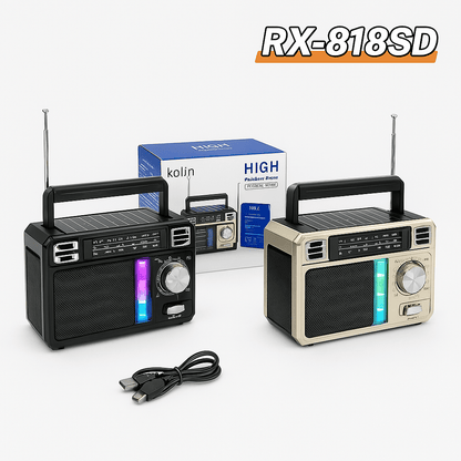 RX - 818SD Solarni Prijenosni Radio – – Crna – slika 1