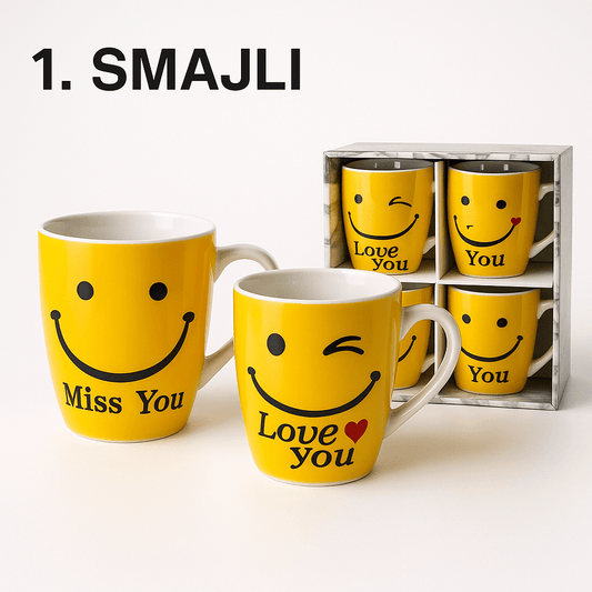 Šalice za čaj 6/1 – Smajli & Čokoladni Mix - SAMO KLIKNI